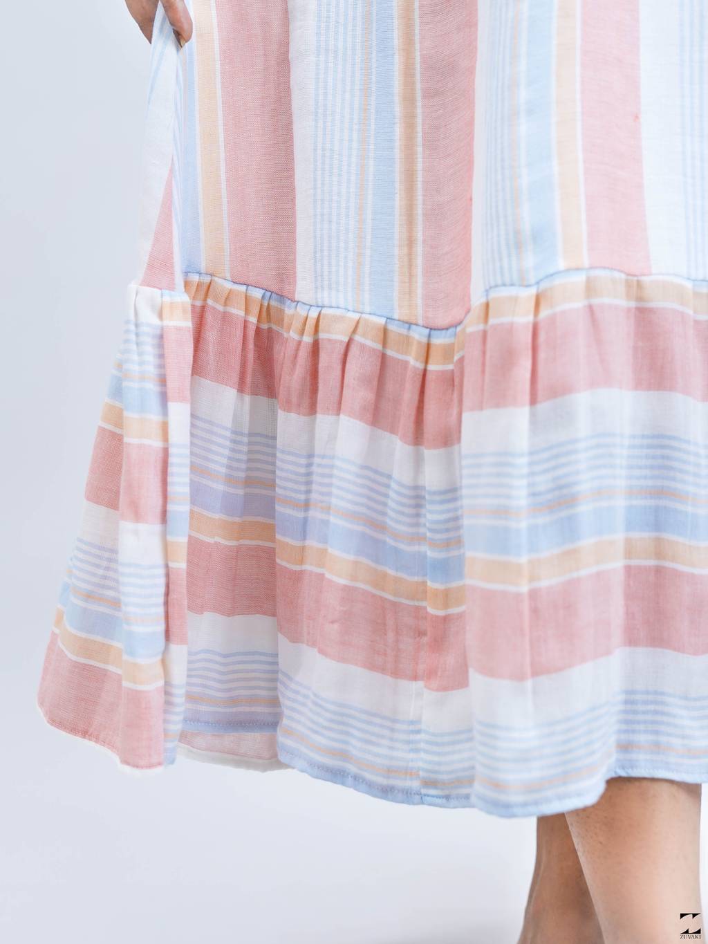 Orange strip mull dress – view 5