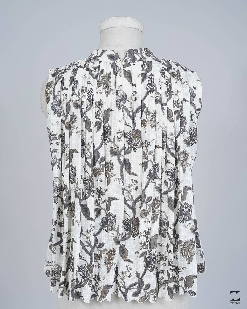 Floral grey pleat tops – view 2