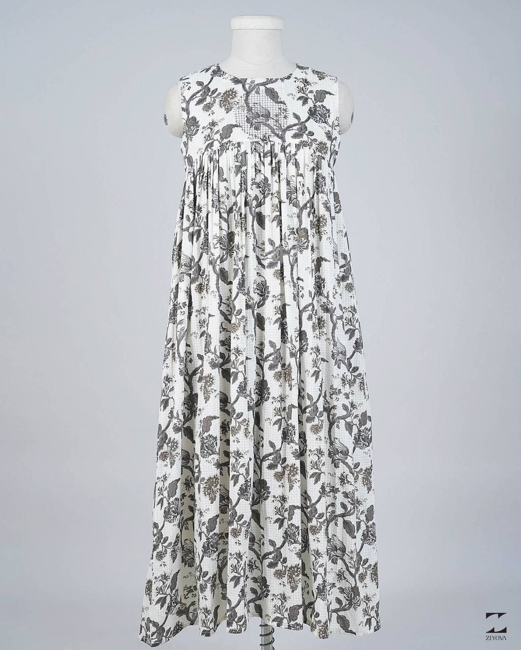 Printed ivory garden dress. β view 1