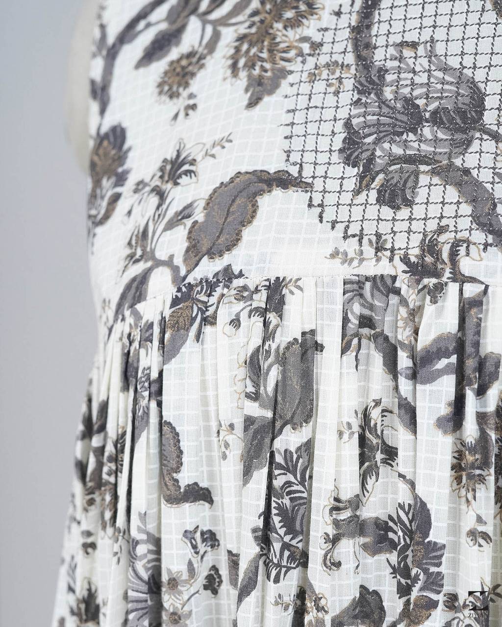 Printed ivory garden dress. β view 2