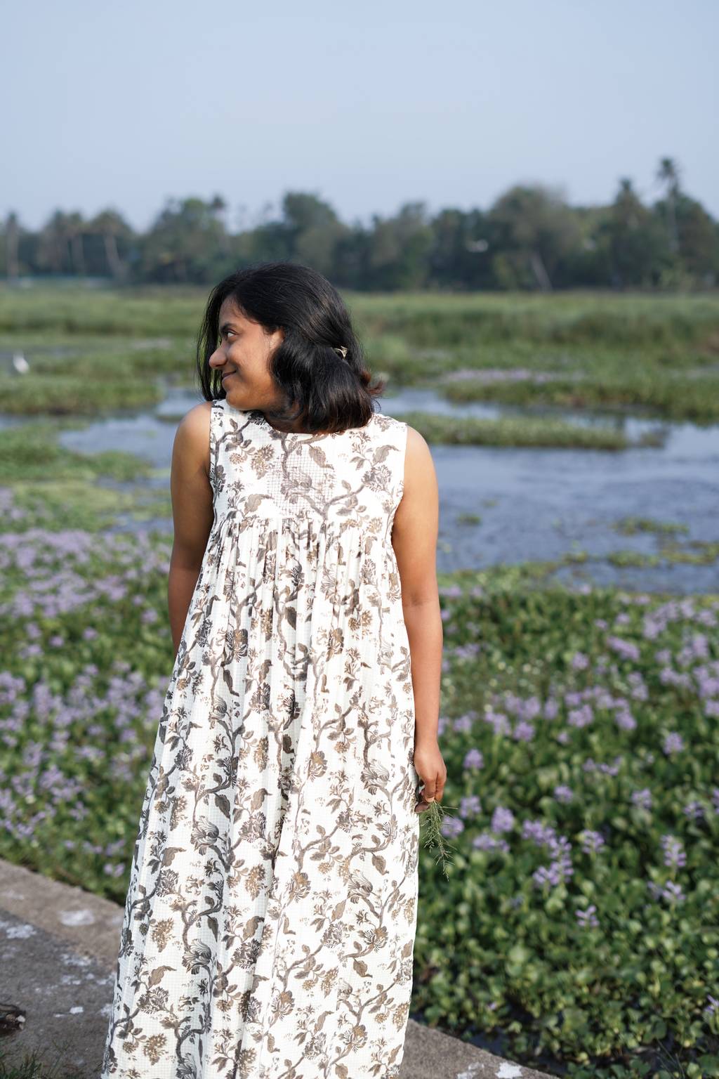 Printed ivory garden dress. β view 3