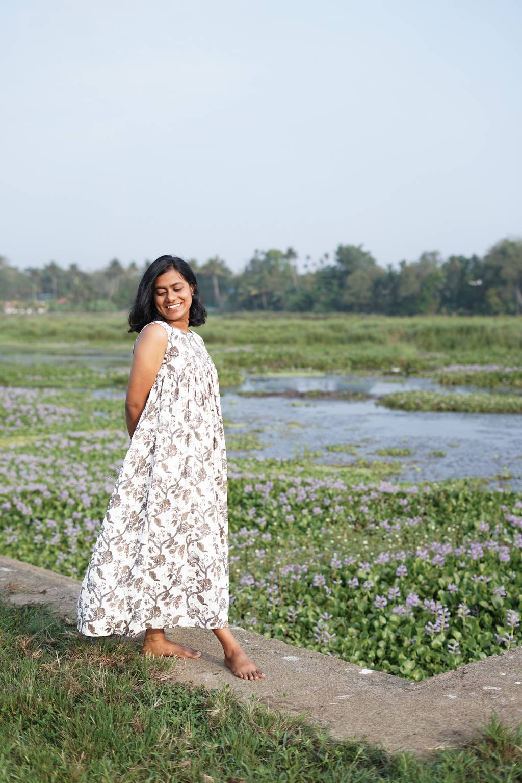 Printed ivory garden dress. β view 4