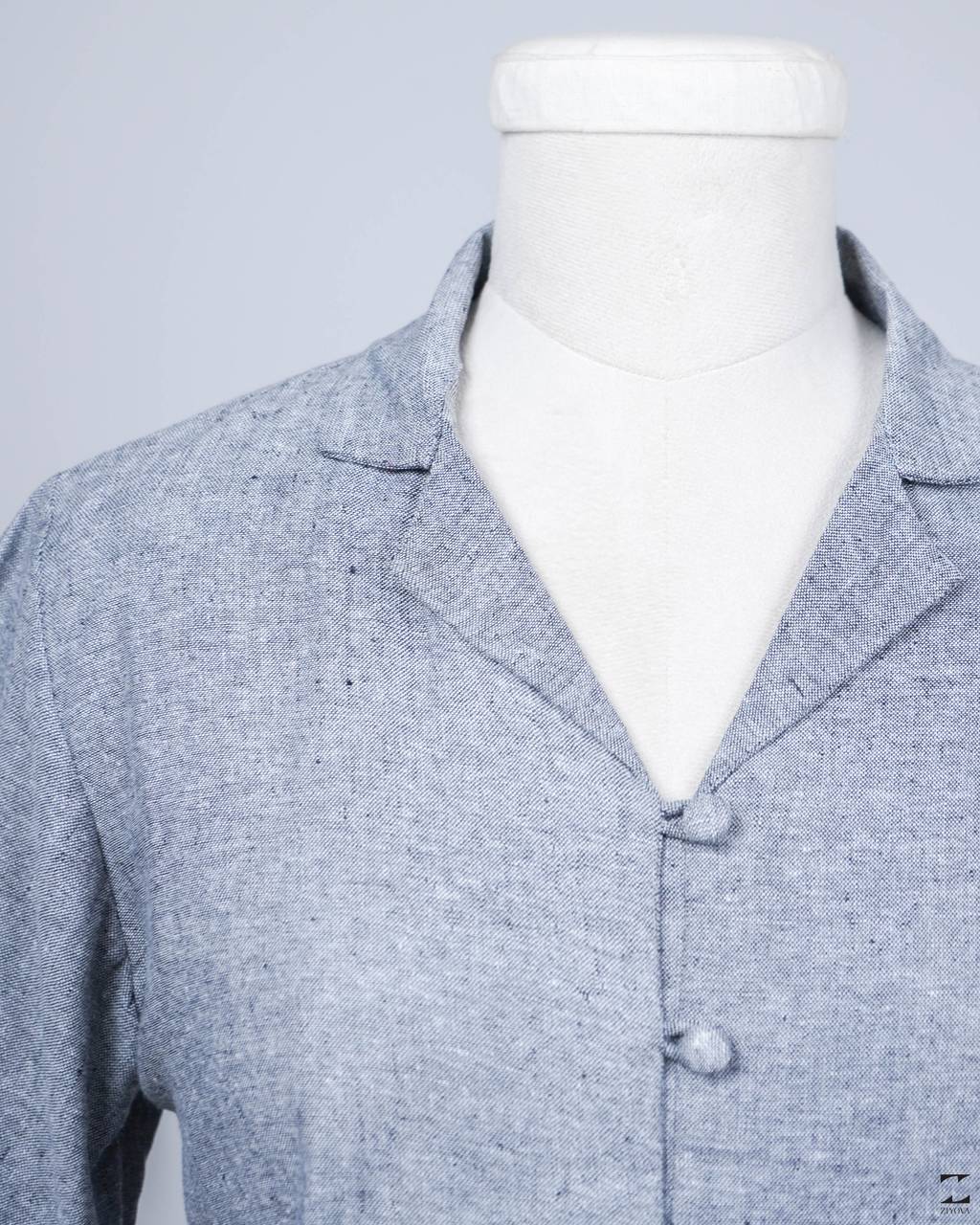 Grey plain kadhi shirt – view 4