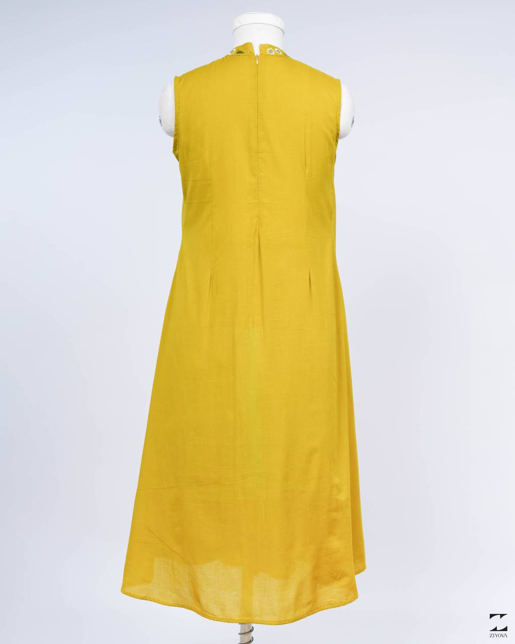 Yellow collar emb dress – view 1