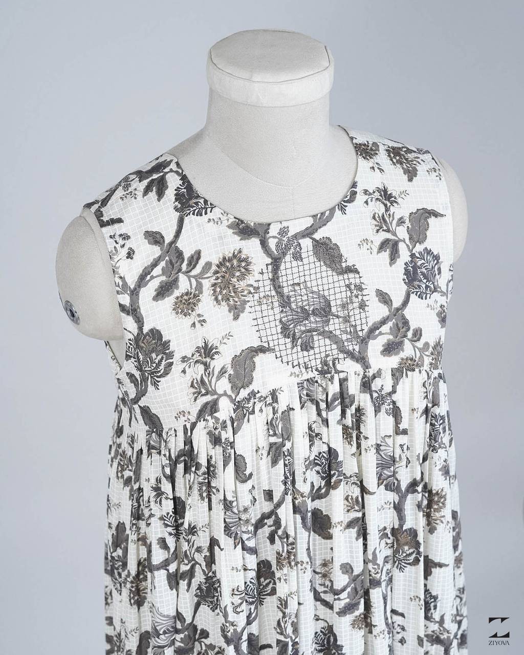 Printed ivory garden dress. β view 5