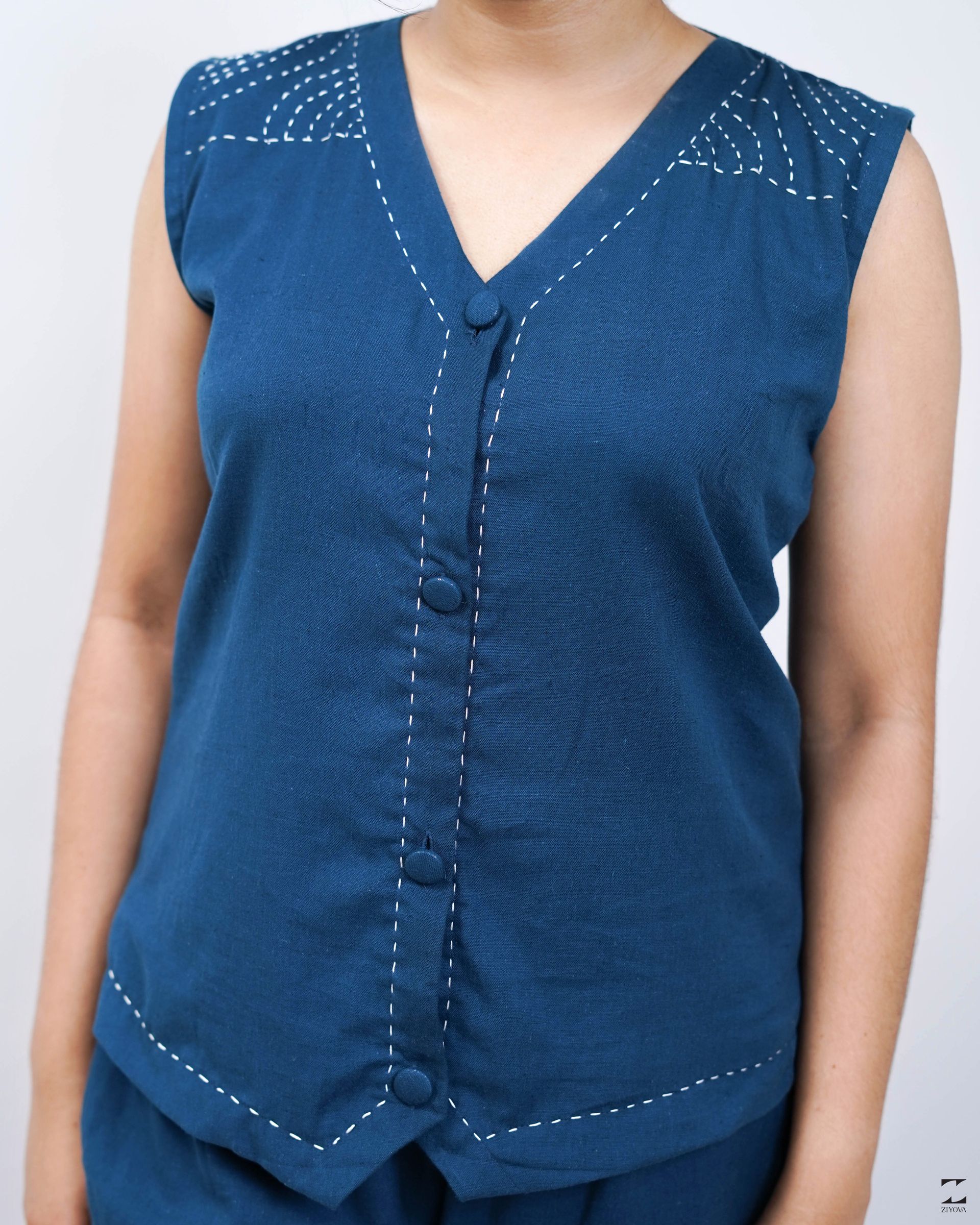 Indigo sashiko Co-ord Set – view 3