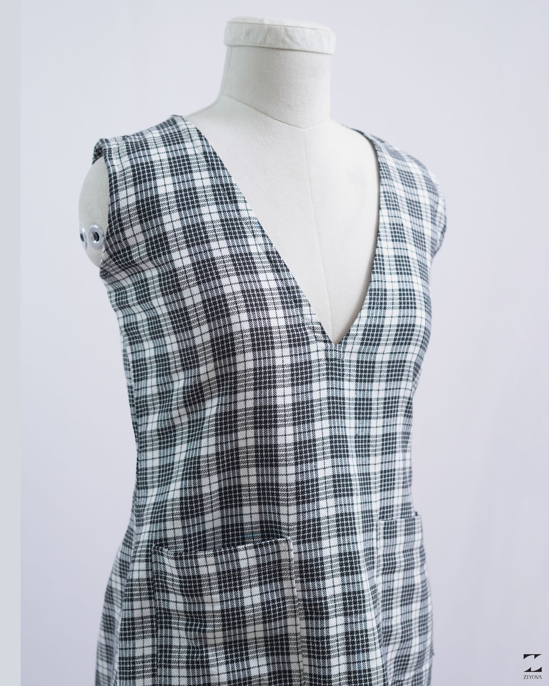 Woven twist check dress – view 1