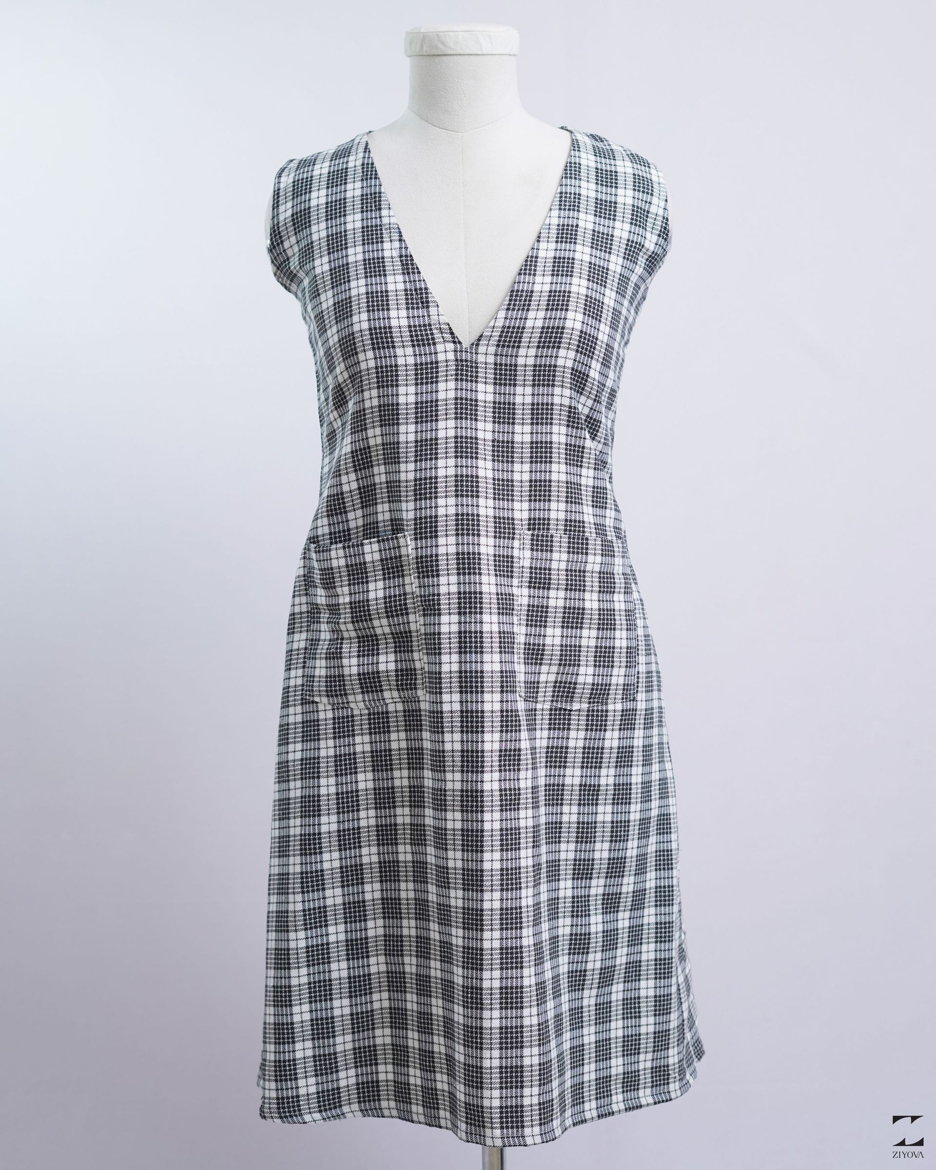 Woven twist check dress – view 2