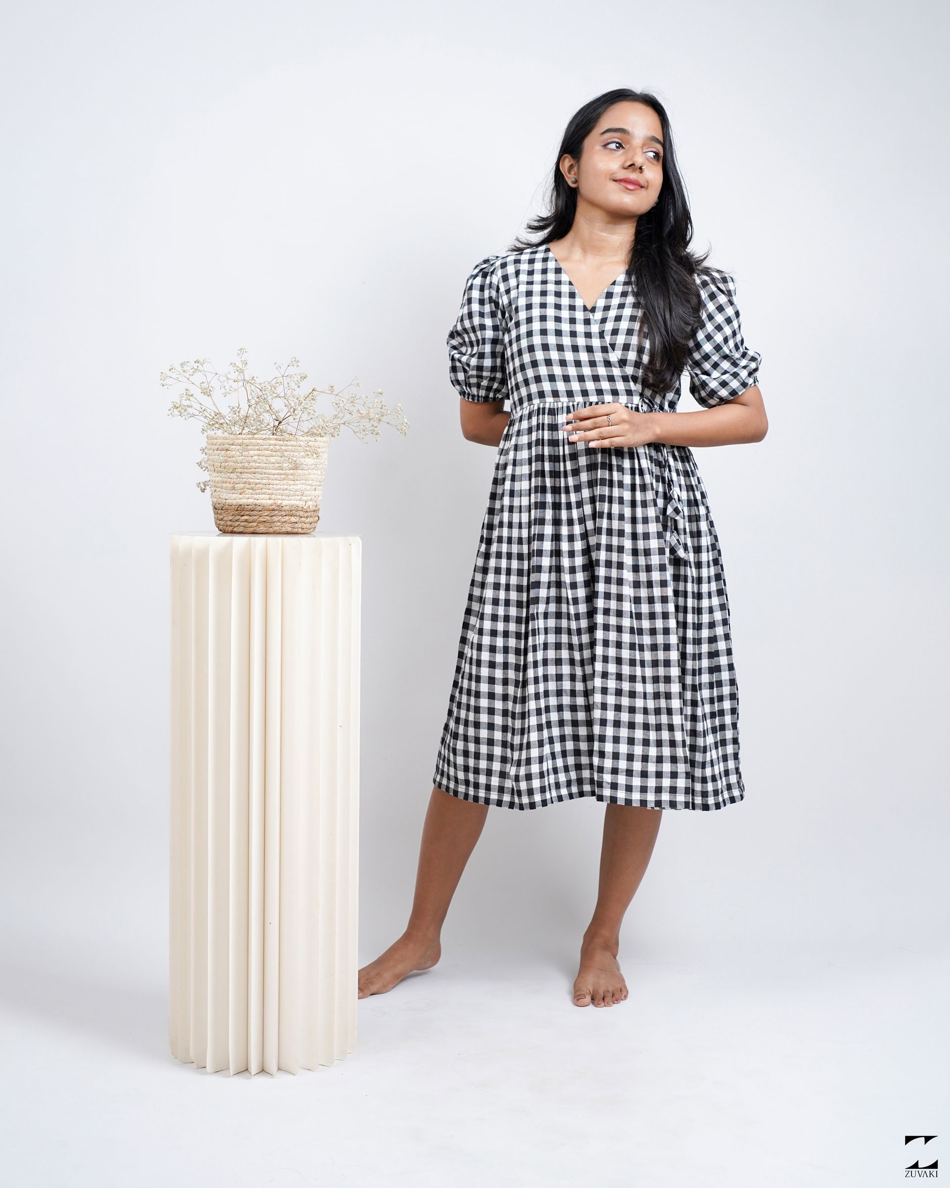 Gingham warp dress – view 2