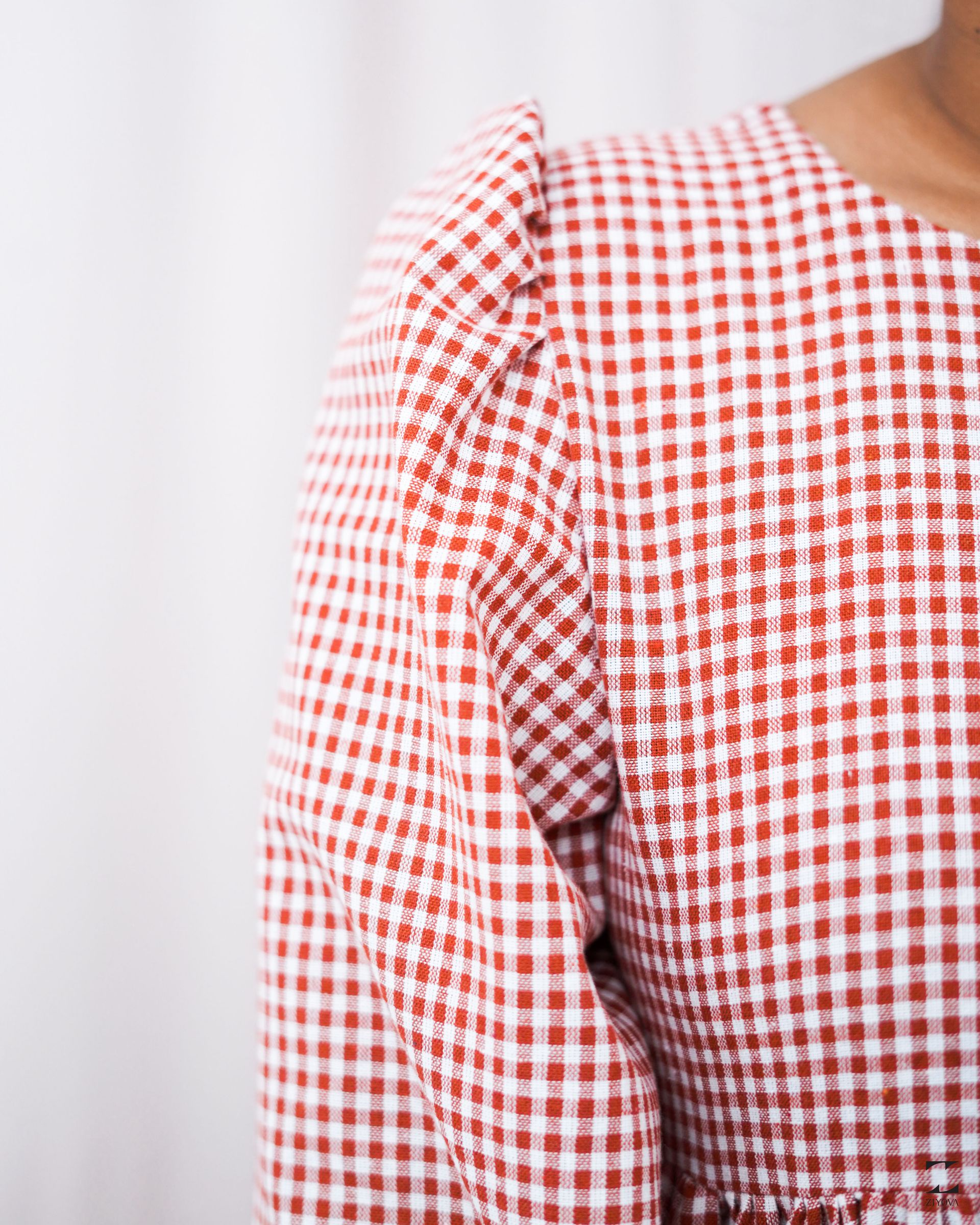 Red check midi dress – view 3