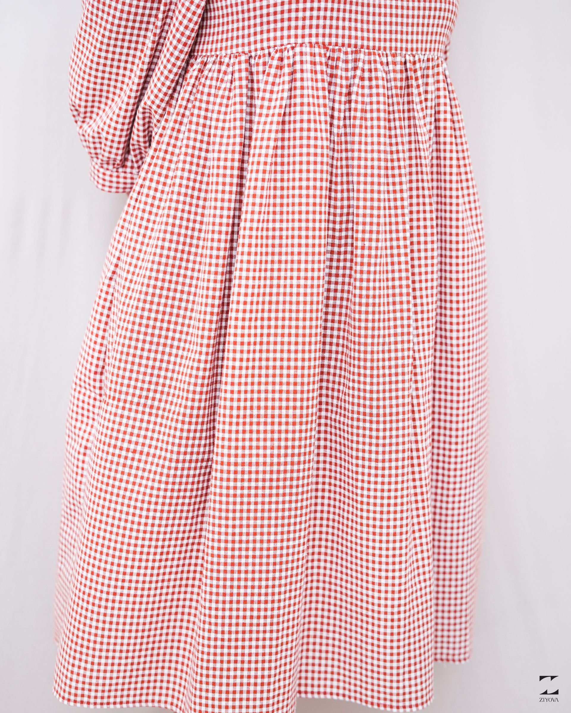 Red check midi dress – view 6