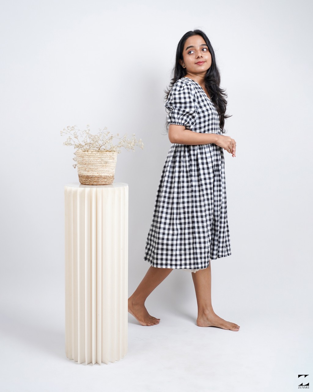 Gingham warp dress – view 8