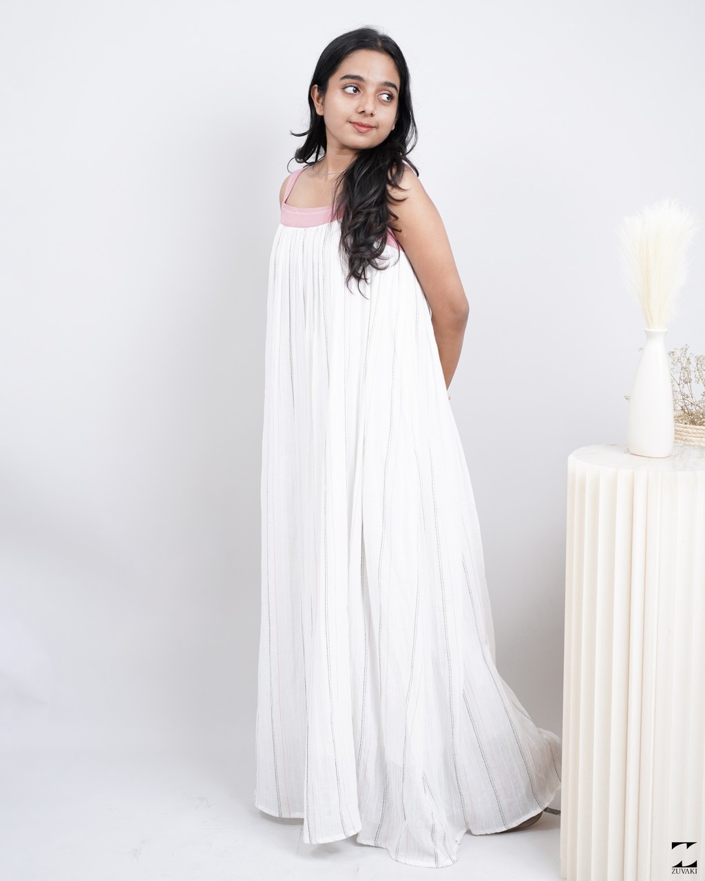 Pink salt long dress – view 1
